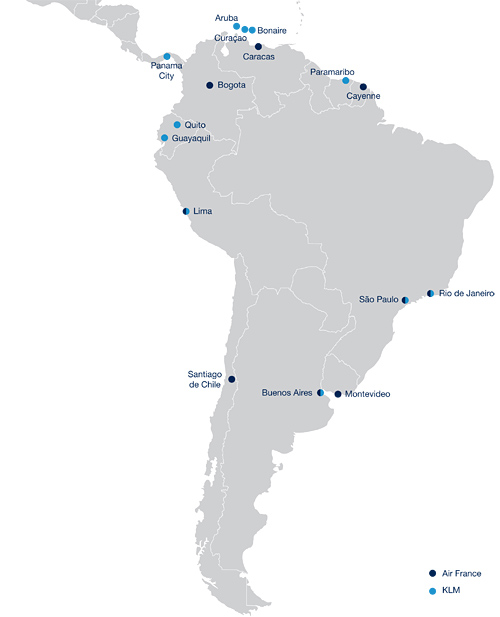 Air France - destinace - Jižní Amerika