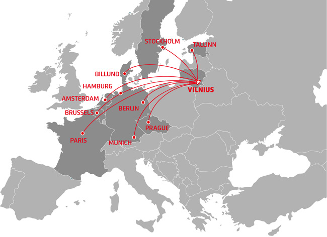 Air Lituanica - mapa linek