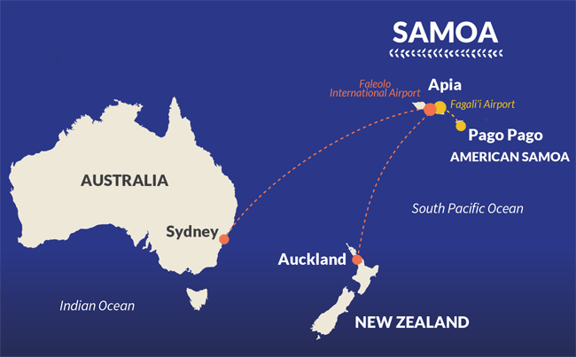 Samoa Airways - mapa linek