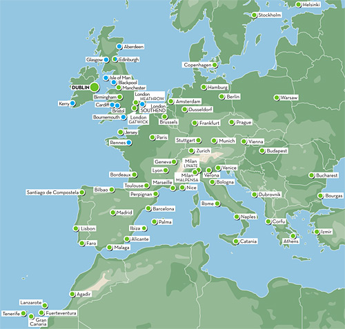 Aer Lingus - mapa linek