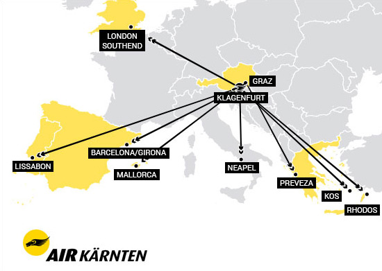 Air Kärnten - route map