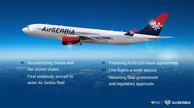 Air Serbia - Airbus A330 - linka do New Yorku