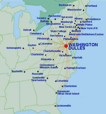 Atlantic Coast Airlines - mapa linek