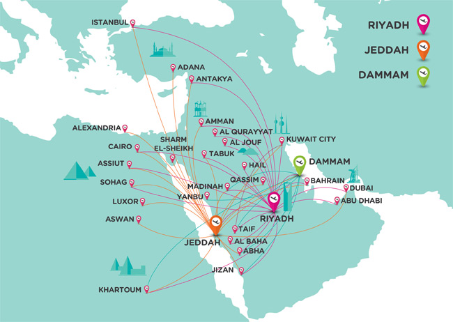 Flynas - mapa linek