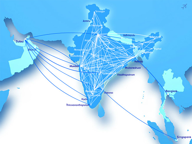 IndiGo - mapa linek 2014
