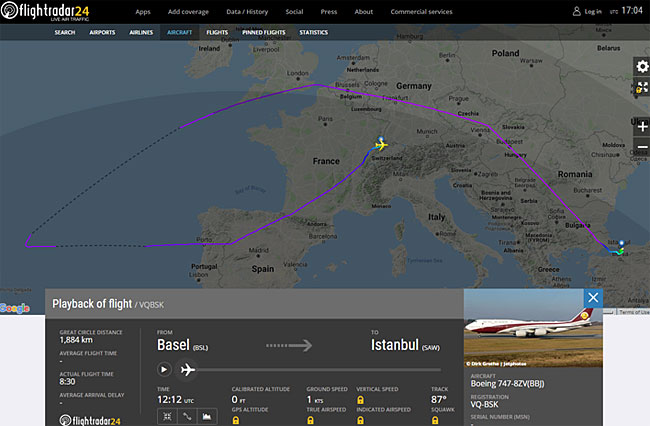 Boeing 747-8 - dodávací let do Turecka