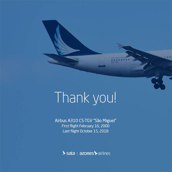 Azores Airlines - A310 poděkování