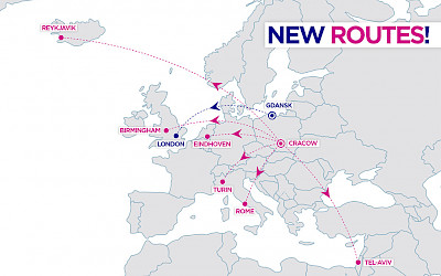 Nově oznámené linky společnosti Wizz Air (zdroj: Wizz Air/Facebook)