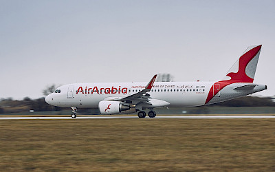 Přistání zahajovacího letu Air Arabia Maroc na ruzyňském letišti (foto: Letiště Praha)