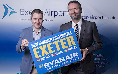 Oznámení nových linek Ryanairu z Exeteru (foto: Ryanair)
