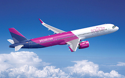 Airbus A321XLR v barvách společnosti Wizz Air (foto: Airbus)