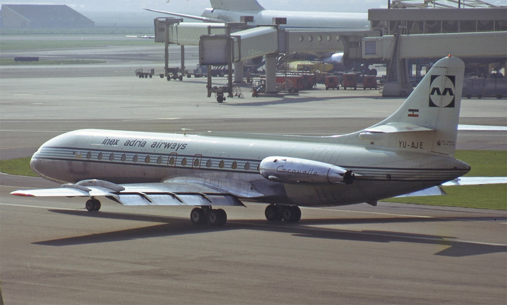 Letoun Caravelle III si Inex-Adria Airways pronajala v roce 1972 (foto: Ralf Manteufel/Wikimedia Commons - GFDL 1.2)