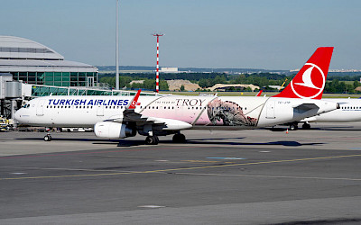 Airbus A321 společnosti Turkish Airlines na pražském letišti (foto: Letiště Praha)