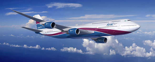 Boeing 747-8I v barvách nigerisjké společnosti Arik Air (vizualizace: Boeing Co.)